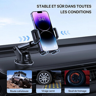 Avis Jaym Support de Voiture pour Smartphone avec Bras Télescopique et Fixation Ventouse Noir