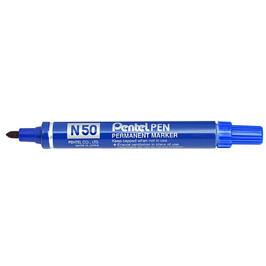 PENTEL Marqueur Permanent N50 Corps Aluminium Pointe ogive 2 mm Bleu x 12