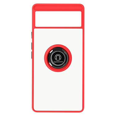 Avizar Coque pour Google Pixel 6 Bi-matière Bague Métallique Support Vidéo Rouge