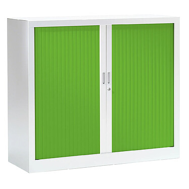 VINCO Armoire Monobloc FUN H100xL120xP43 cm 2 Tablettes Blanc Rideaux Vert