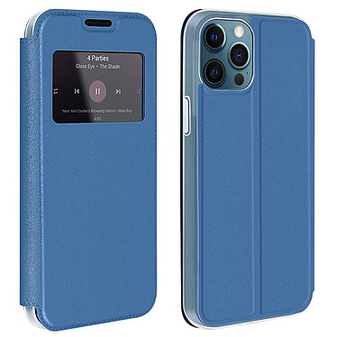 Avizar Housse pour iPhone 12 Pro Max Fenêtre d'Affichage Porte-carte Support Vidéo Bleu