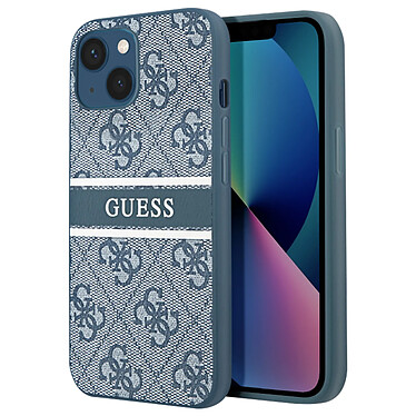 Guess Coque pour iPhone 13 avec Imprimé et Bande Monochrome Luxe Bleu Clair