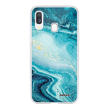 Evetane Coque Samsung Galaxy A40 360 intégrale transparente Motif Bleu Nacré Marbre Tendance