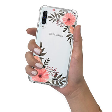 Evetane Coque Samsung Galaxy A50 anti-choc souple angles renforcés transparente Motif Fleurs roses pas cher