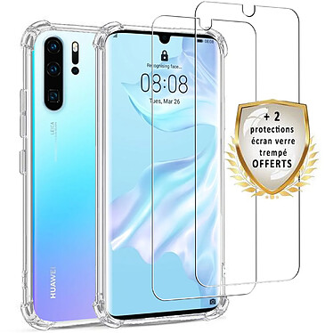 Evetane Coque Huawei P30 Pro/ P30 Pro New Edition Antichoc Silicone + 2 Vitres en verre trempé Protection écran