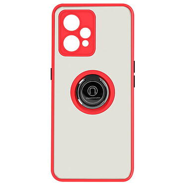 Avizar Coque pour Realme 9 Pro Plus et 9 4G Bi-matière Bague Métallique Support Vidéo  Rouge