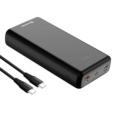 Swissten Batterie Externe 30000mAh 2x USB Quick Charge 2.0 + USB-C Power Delivery Câble USB-C 1m  Noir