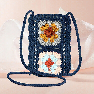 Acheter Avizar Sac Bandoulière pour Téléphone Tissé Creux Motifs Colorés  Bleu