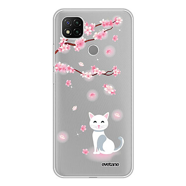 Evetane Coque Xiaomi Redmi 9C 360 intégrale transparente Motif Chat et Fleurs Tendance