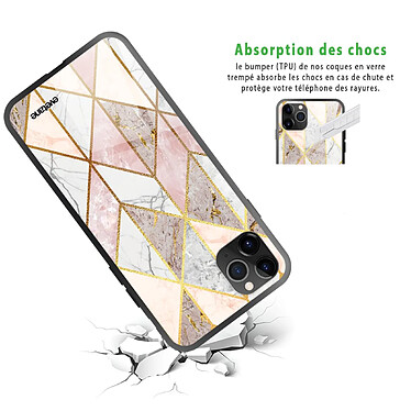 Avis Evetane Coque en verre trempé iPhone 11 Pro Marbre Rose Losange