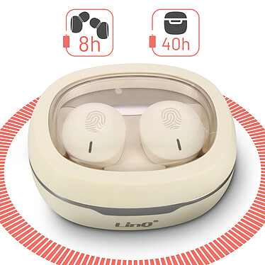 Avis Écouteurs intra-auriculaires Sans fil Autonomie 8H Boiter de Charge LinQ Beige