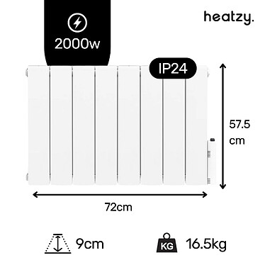 Acheter Radiateur électrique fixe 2000W - Connecté Wi-Fi - Fluide Caloporteur - Thermostat programmable - Blanc - Bloom Heatzy