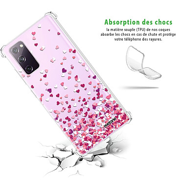 Avis Evetane Coque Samsung Galaxy S20 FE anti-choc souple angles renforcés transparente Motif Confettis De Coeur