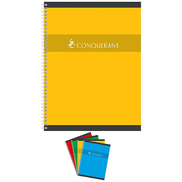 CONQUÉRANT Cahier reliure intégrale 24 x 32 cm 180p 70g petits carreaux Coloris aléatoire