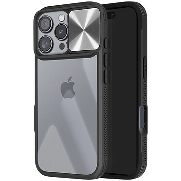 Avizar Coque pour iPhone 16 Pro Max Cache Caméra Coulissant Compatible QI Noir