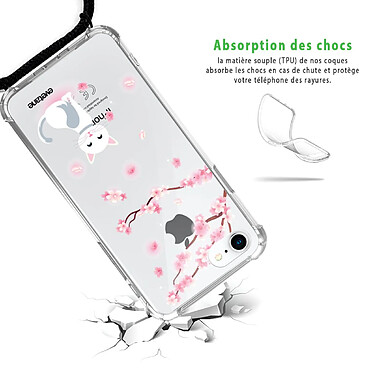 Avis Evetane Coque cordon iPhone 7/8/ iPhone SE 2020 noir Dessin Chat et Fleurs