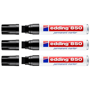 EDDING Marqueur Permanent 850 Noir Pointe Large Biseautée 5-15 mm x 3