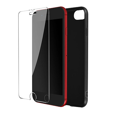 Avizar Coque pour iPhone 7, 8, SE 2020 et SE 2022 Souple Noir et Verre Trempé 9H  Transparent