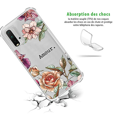 Avis LaCoqueFrançaise Coque Xiaomi Redmi 9T Silicone antichocs Solides coins renforcés  transparente Motif Amour en fleurs