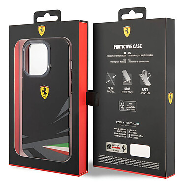 Ferrari Coque pour iPhone 14 Pro Max Bi-matière Compatible Charge QI Noir pas cher