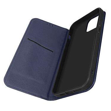 Avizar Housse Apple iPhone 14 Plus Cuir Véritable Clapet Porte-carte Support Vidéo  bleu nuit