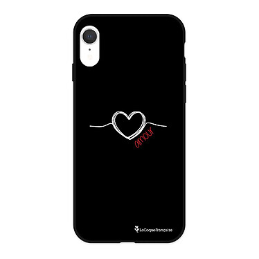 LaCoqueFrançaise Coque iPhone Xr Silicone Liquide Douce noir Coeur Blanc Amour