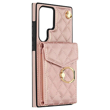 Avizar Coque Cordon pour Samsung Galaxy S23 Ultra Dos Portefeuille Bague Support  Rose Gold