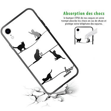 Avis Evetane Coque en verre trempé iPhone Xr Chat Lignes