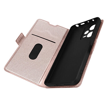 Avizar Étui pour Xiaomi Redmi Note 12 Pro 5G et 12 Pro Plus 5G Ultra-fin Double Languette Magnétique  rose champagne