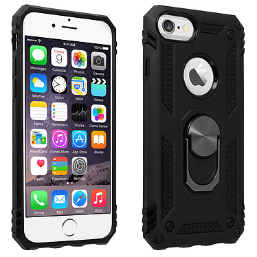 Avizar Coque pour iPhone SE 2022, 2020 et 8, 7, 6S, 6 Bi Rigide Souple Bague Magnétique  noir