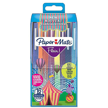 PAPER MATE Pochette de 16 stylos-feutres Flair Carnaval pointe moyenne 16 coloris assortis