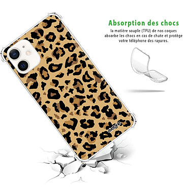 Avis Evetane Coque iPhone 12 mini anti-choc souple angles renforcés transparente Motif Léopard Beige