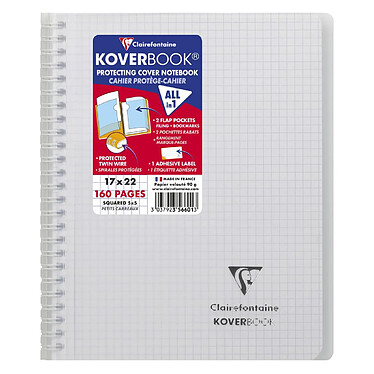 Acheter CLAIREFONTAINE Cahier reliure Koverbook 17x22cm 160 pages petits carreaux PP Coloris Aléatoire