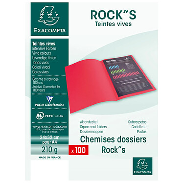 EXACOMPTA Lot de 100 chemises ROCK'S 210g 24x32 cm Teintes Vives Caramel x 5