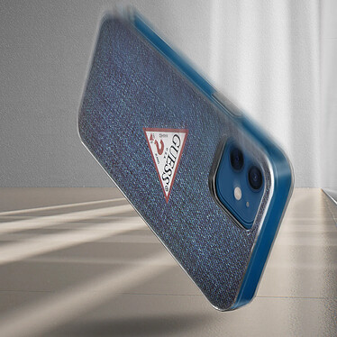 Guess Coque pour iPhone 12 Mini Effet Denim Rigide  Jeans Series  Bleu Foncé pas cher