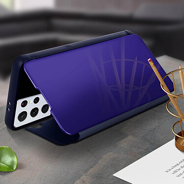 Acheter Avizar Housse pour Samsung Galaxy S21 Ultra Clapet translucide Design Miroir Support Vidéo Violet