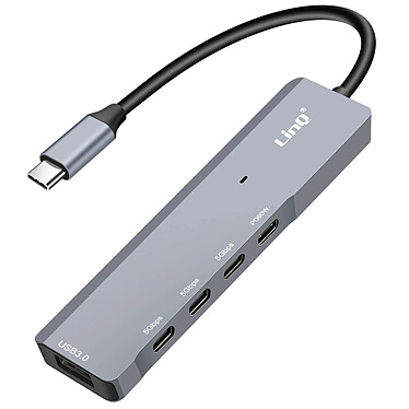 LinQ Hub USB-C OTG vers 3x USB C 5Gbps + USB 3.0 + USB C Power Delivery 60W Noir