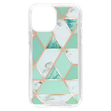 Avizar Coque Marbre pour iPhone 13 Pro Hybride avec Coins Renforcés turquoise et Blanc