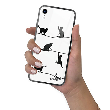 Evetane Coque en verre trempé iPhone Xr Chat Lignes pas cher