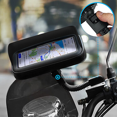 Avizar Support Moto Smartphone Fixation rétroviseur Etui étanche zippé - Noir pas cher