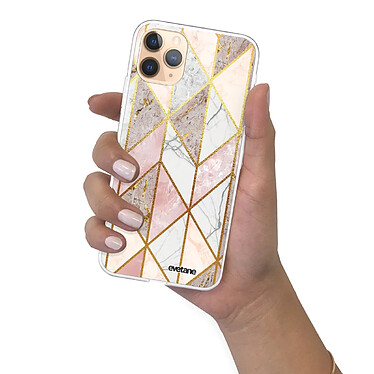 Evetane Coque iPhone 11 Pro 360 intégrale transparente Motif Marbre Rose Losange Tendance pas cher