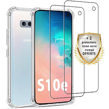 Evetane Coque Samsung Galaxy S10e Antichoc Silicone + 2 Vitres en verre trempé Protection écran