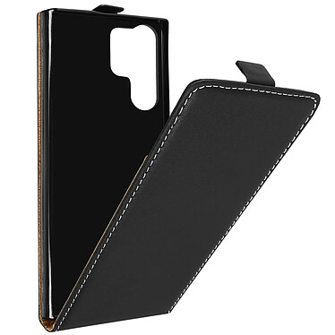 Avizar Étui pour Samsung Galaxy S23 Ultra Clapet Vertical Porte-carte Effet Cuir de Cheval  Noir