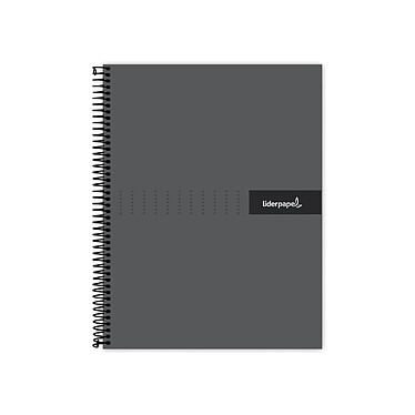 LIDERPAPEL Cahier spirale crafty A4 240p 90g quadrillé 5x5mm microperforé 4 trous - Noir