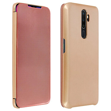 Avizar Étui Oppo A9 2020 / A5 2020 Housse Chromé Clapet Translucide Rigide Rose