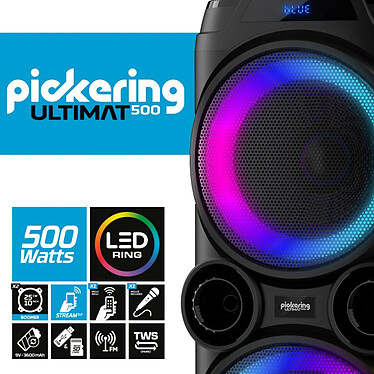 Acheter Pickering Enceinte Bluetooth Party Ultimat 500 avec lumière LED Intégrée 500W Noir