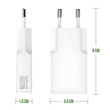 4smarts Chargeur Secteur USB-C GaN 20W Format Compact Blanc pas cher