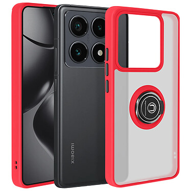 Avizar Coque pour Xiaomi 14T Pro Bague Métallique Support Vidéo Rouge