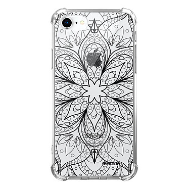 Evetane Coque iPhone 7/8/ iPhone SE 2020 anti-choc souple angles renforcés transparente Motif Mandala noir