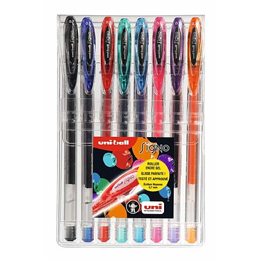 UNI-BALL Etui de 8 Rollers encre gel Signo UM120/8 Pte Moy. 0,7mm Assorti